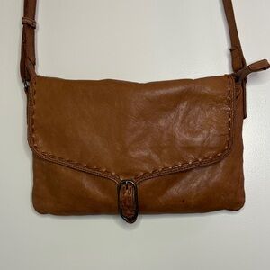 100% Genuine Brown Leather Crossbody Bag Satchel Purse Adjustable Straps Cowboy